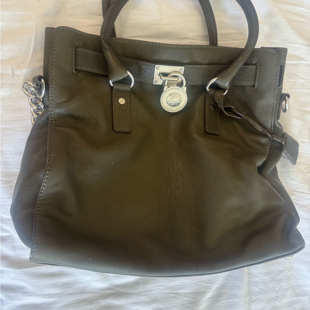 Michael Kors Dark Green Leather Shoulder Bag